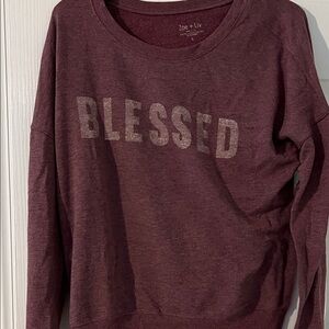 Zoe + Liv Burgundy 'Blessed' Pullover